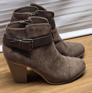 Limelight Brown Faux-Suede Ankle Boots with Buckle Detail